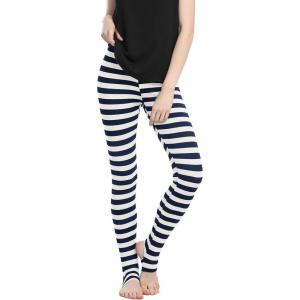 imageAllegra K Womens Rainbow Leggings Printed High Waist Elastic Waistband Party Yoga Stirrup PantsDark Bluestripe