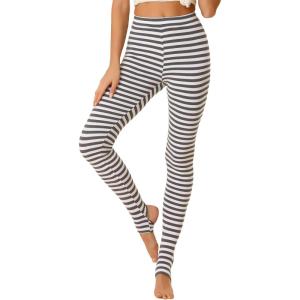 imageAllegra K Womens Rainbow Leggings Printed High Waist Elastic Waistband Party Yoga Stirrup PantsGrey Whitestripe