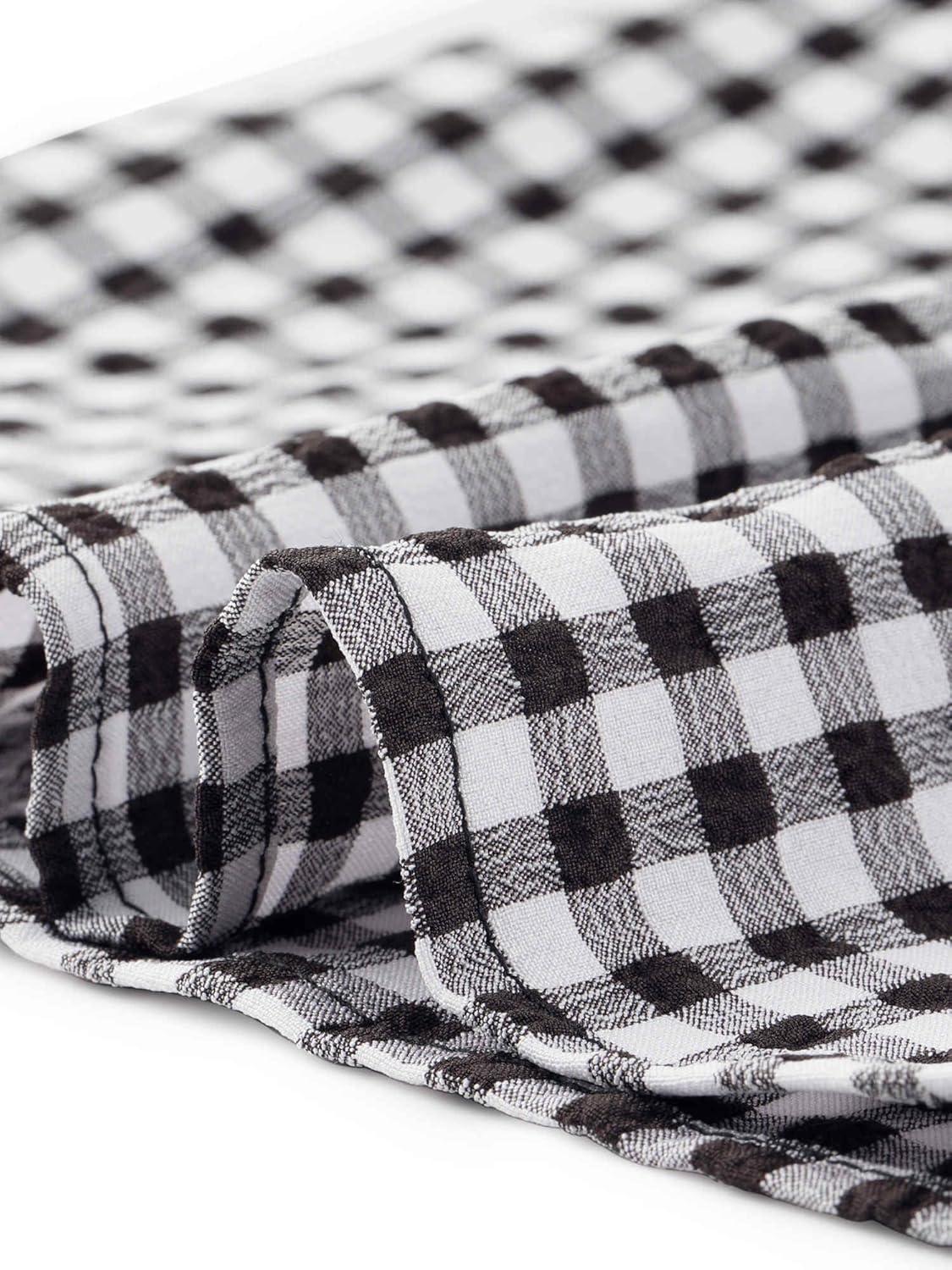 imageAllegra K Summer Gingham Tops for Womens Square Neck Ruffle Cap Sleeve BlousesBlack
