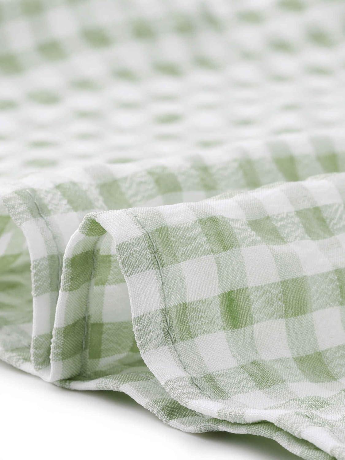 imageAllegra K Summer Gingham Tops for Womens Square Neck Ruffle Cap Sleeve BlousesGreen