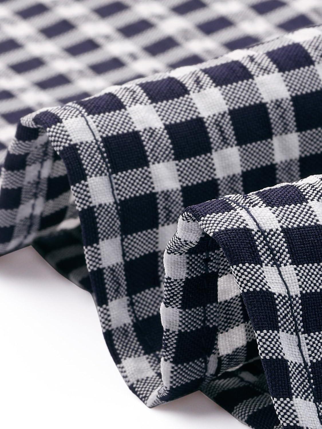 imageAllegra K Summer Gingham Tops for Womens Square Neck Ruffle Cap Sleeve BlousesNavy Blue