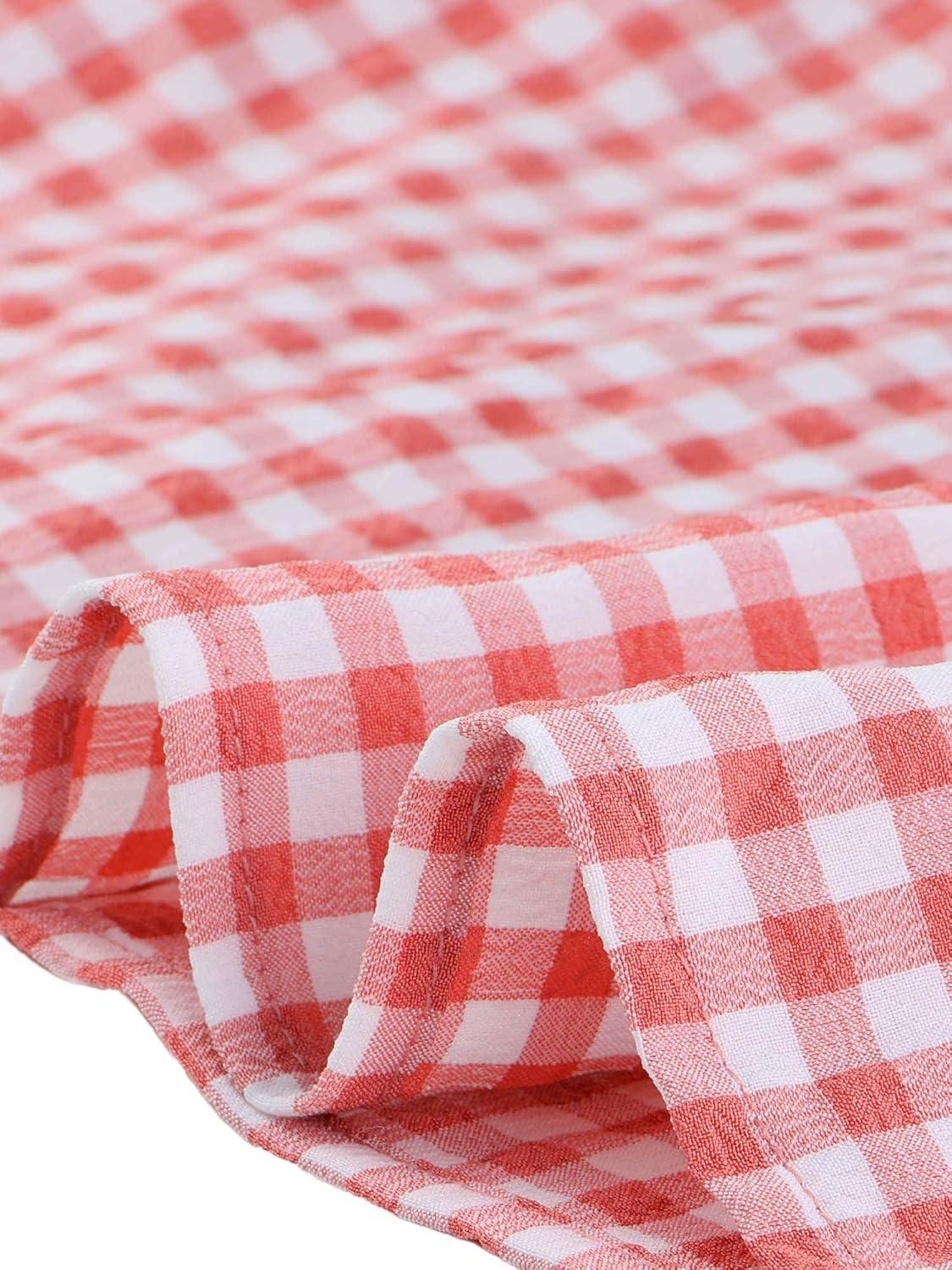 imageAllegra K Summer Gingham Tops for Womens Square Neck Ruffle Cap Sleeve BlousesPink