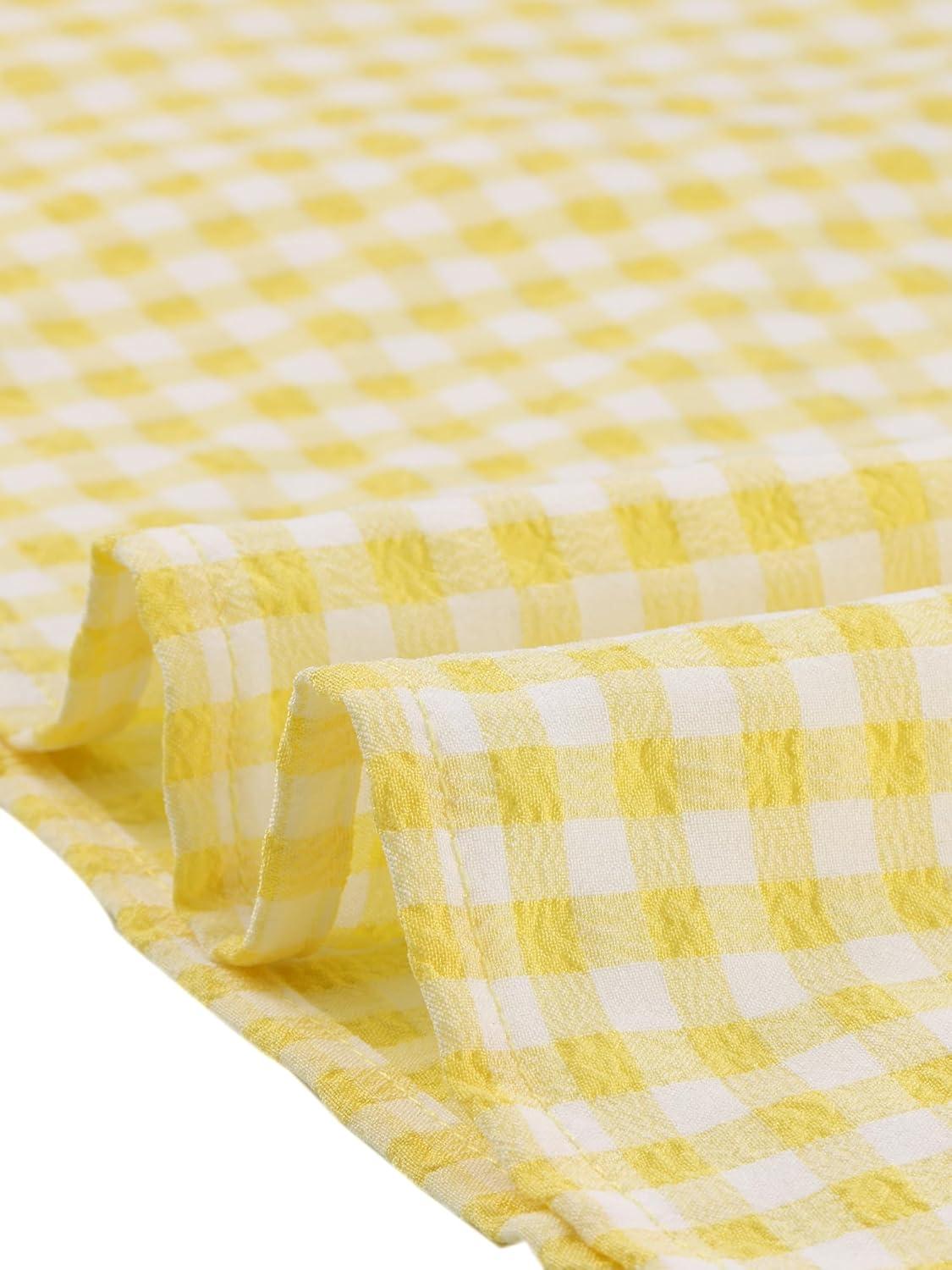 imageAllegra K Summer Gingham Tops for Womens Square Neck Ruffle Cap Sleeve BlousesYellow