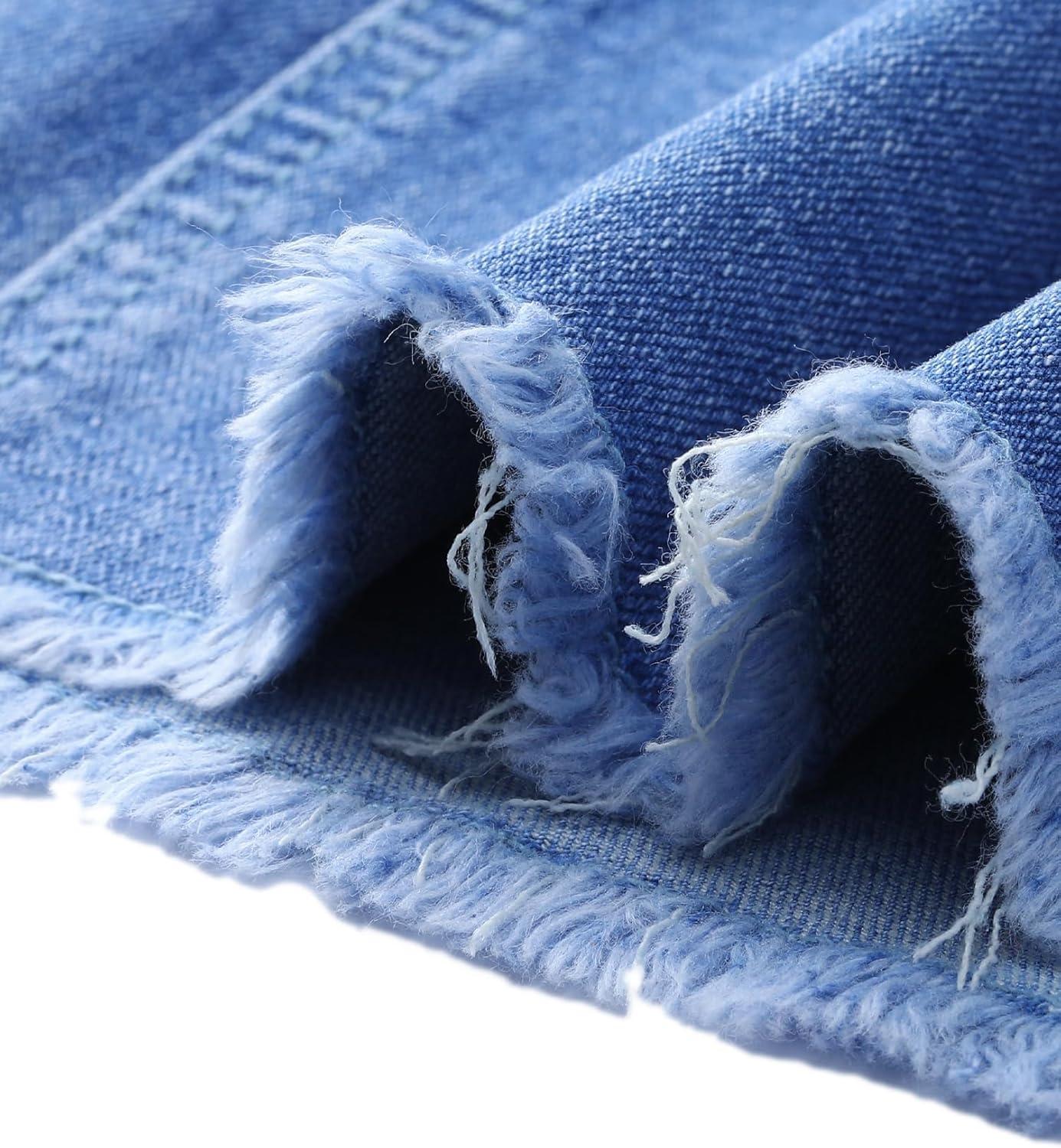 imageAllegra K Womens Basic Distressed High Waist Ripped Hem Washed Jeans Denim SkirtBright Blue