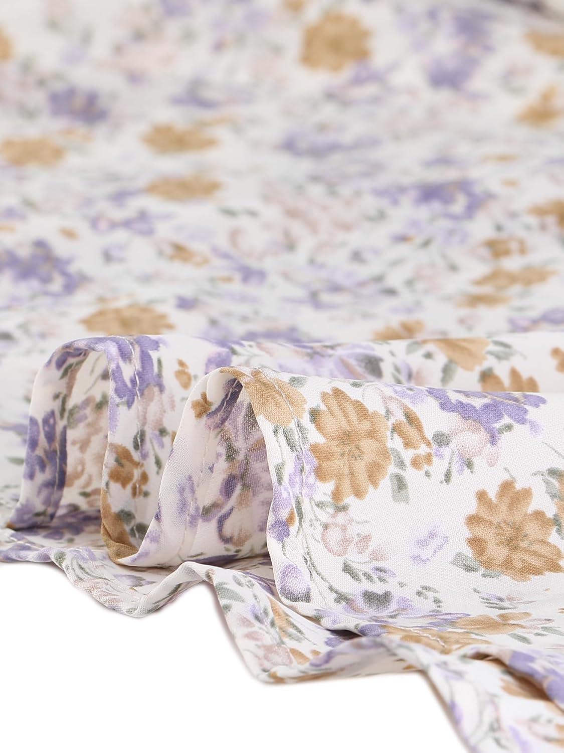 imageAllegra K Womens Button Up Short Sleeve ALine Chiffon Vintage Floral Shirt DressWhite