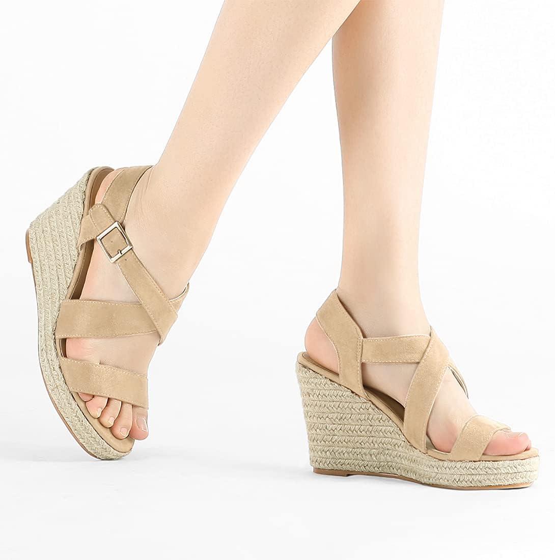 imageAllegra K Womens Espadrilles Platform Slingback Wedges SandalsBeige