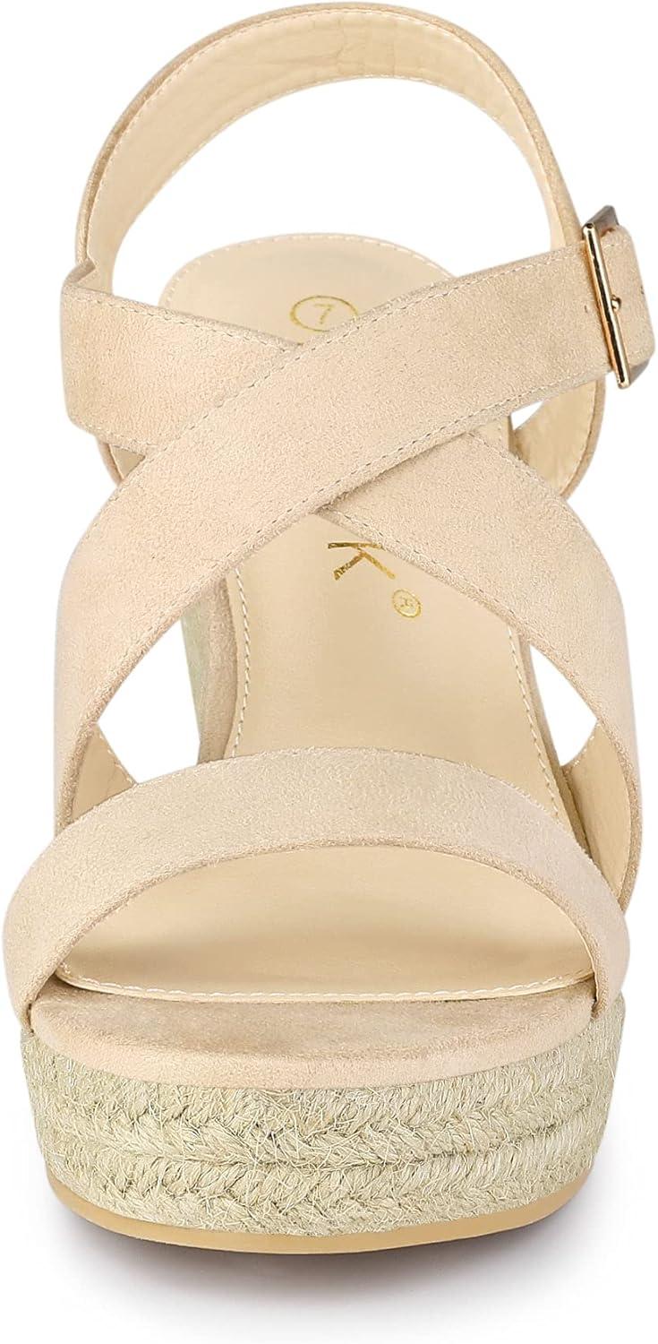 imageAllegra K Womens Espadrilles Platform Slingback Wedges SandalsBeige