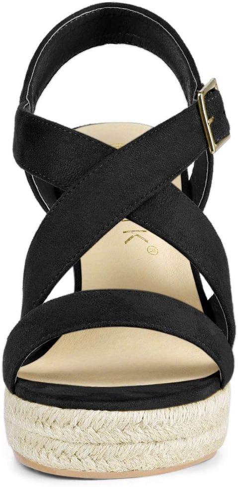 imageAllegra K Womens Espadrilles Platform Slingback Wedges SandalsBlack