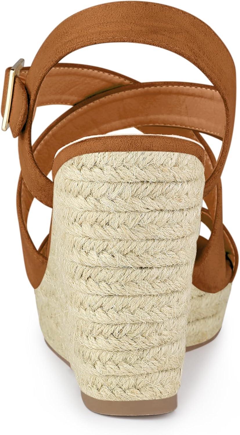 imageAllegra K Womens Espadrilles Platform Slingback Wedges SandalsBrown