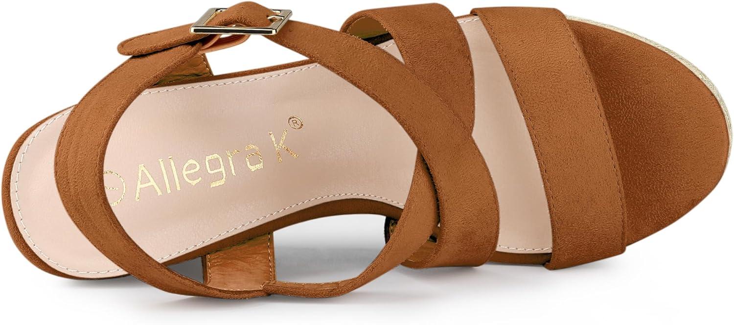 imageAllegra K Womens Espadrilles Platform Slingback Wedges SandalsBrown