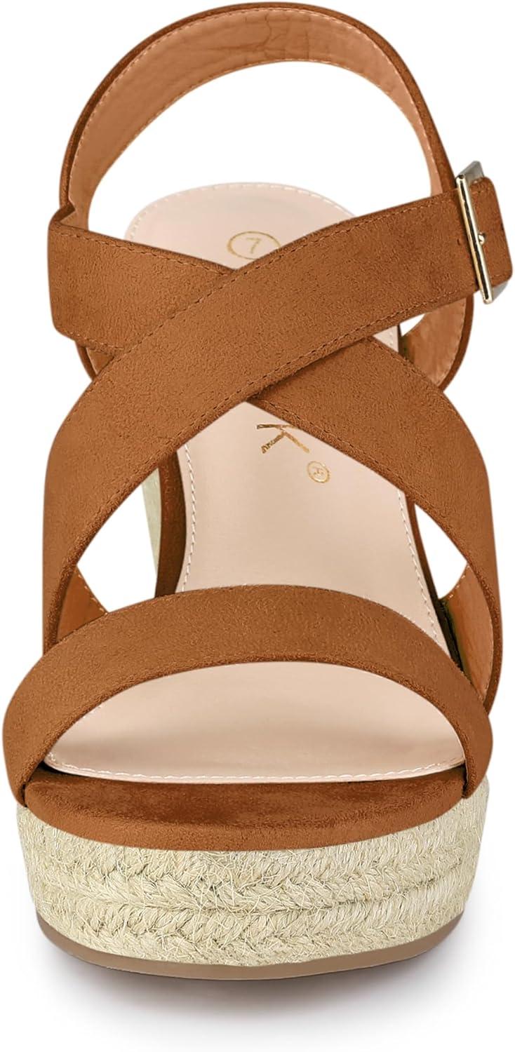 imageAllegra K Womens Espadrilles Platform Slingback Wedges SandalsBrown