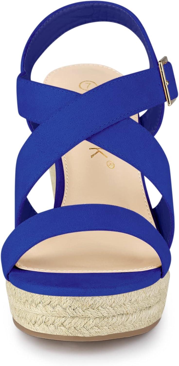 imageAllegra K Womens Espadrilles Platform Slingback Wedges SandalsDeep Blue