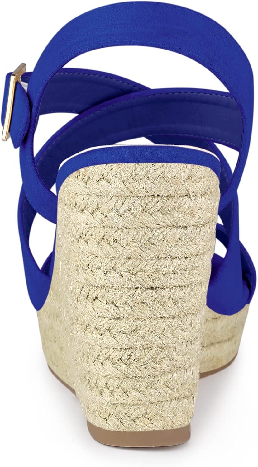 imageAllegra K Womens Espadrilles Platform Slingback Wedges SandalsDeep Blue