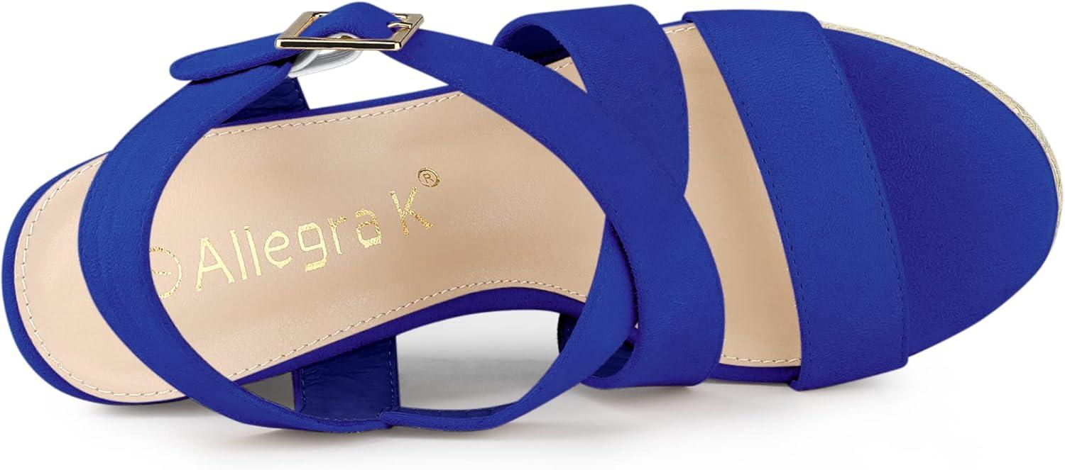 imageAllegra K Womens Espadrilles Platform Slingback Wedges SandalsDeep Blue