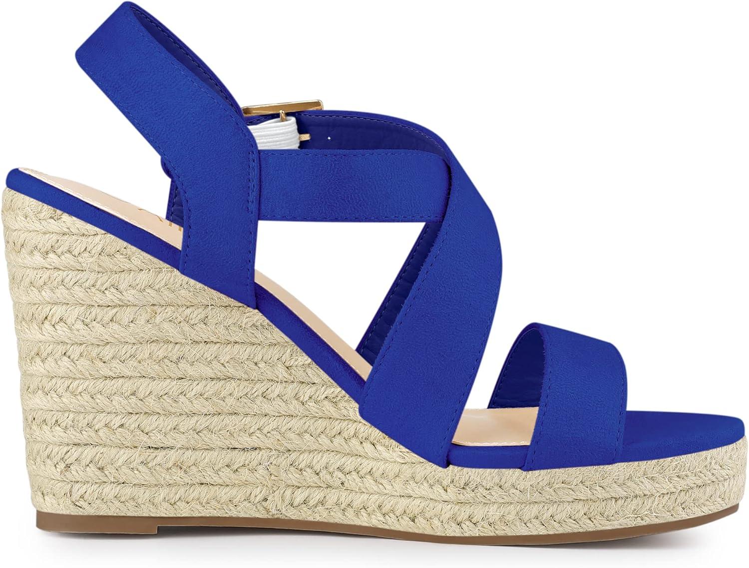 imageAllegra K Womens Espadrilles Platform Slingback Wedges SandalsDeep Blue