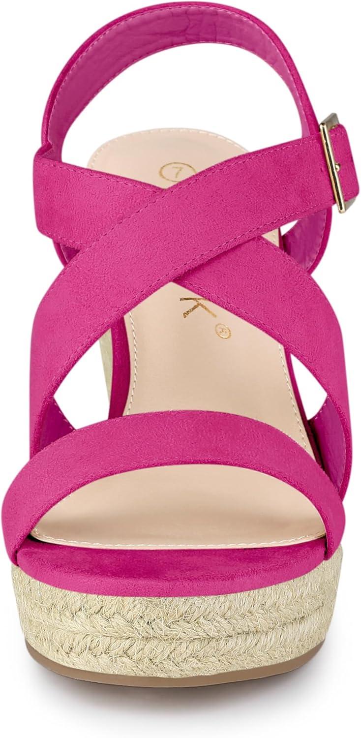 imageAllegra K Womens Espadrilles Platform Slingback Wedges SandalsHot Pink