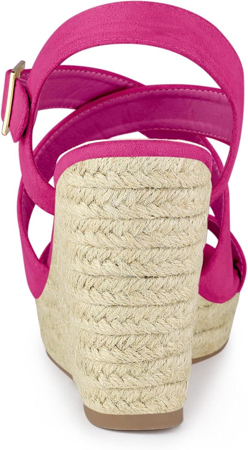 imageAllegra K Womens Espadrilles Platform Slingback Wedges SandalsHot Pink