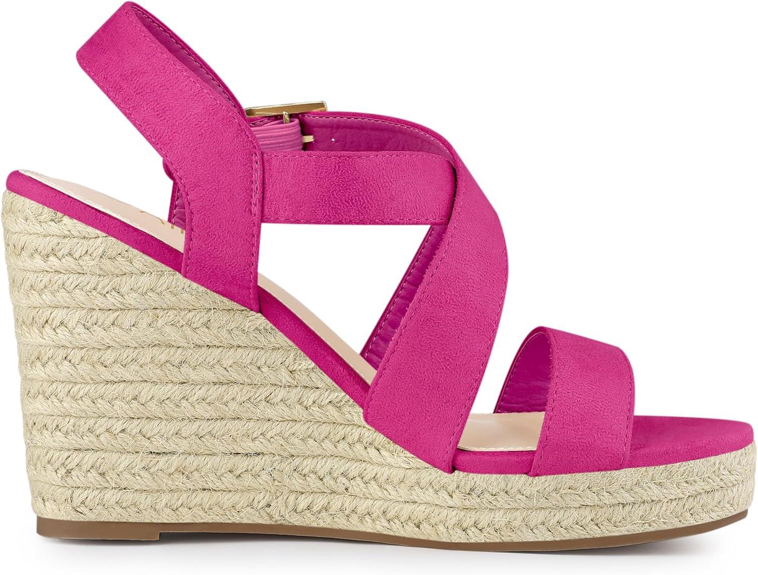 imageAllegra K Womens Espadrilles Platform Slingback Wedges SandalsHot Pink