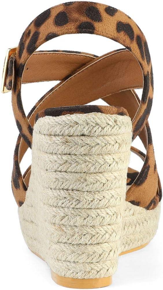 imageAllegra K Womens Espadrilles Platform Slingback Wedges SandalsLeopard