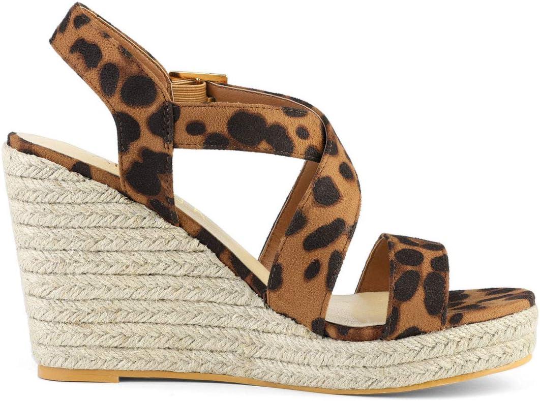 imageAllegra K Womens Espadrilles Platform Slingback Wedges SandalsLeopard