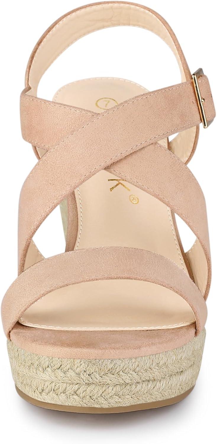 imageAllegra K Womens Espadrilles Platform Slingback Wedges SandalsNude