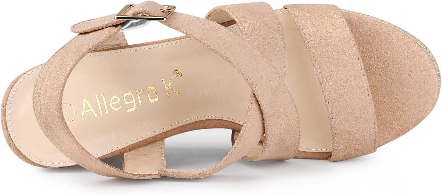 imageAllegra K Womens Espadrilles Platform Slingback Wedges SandalsNude