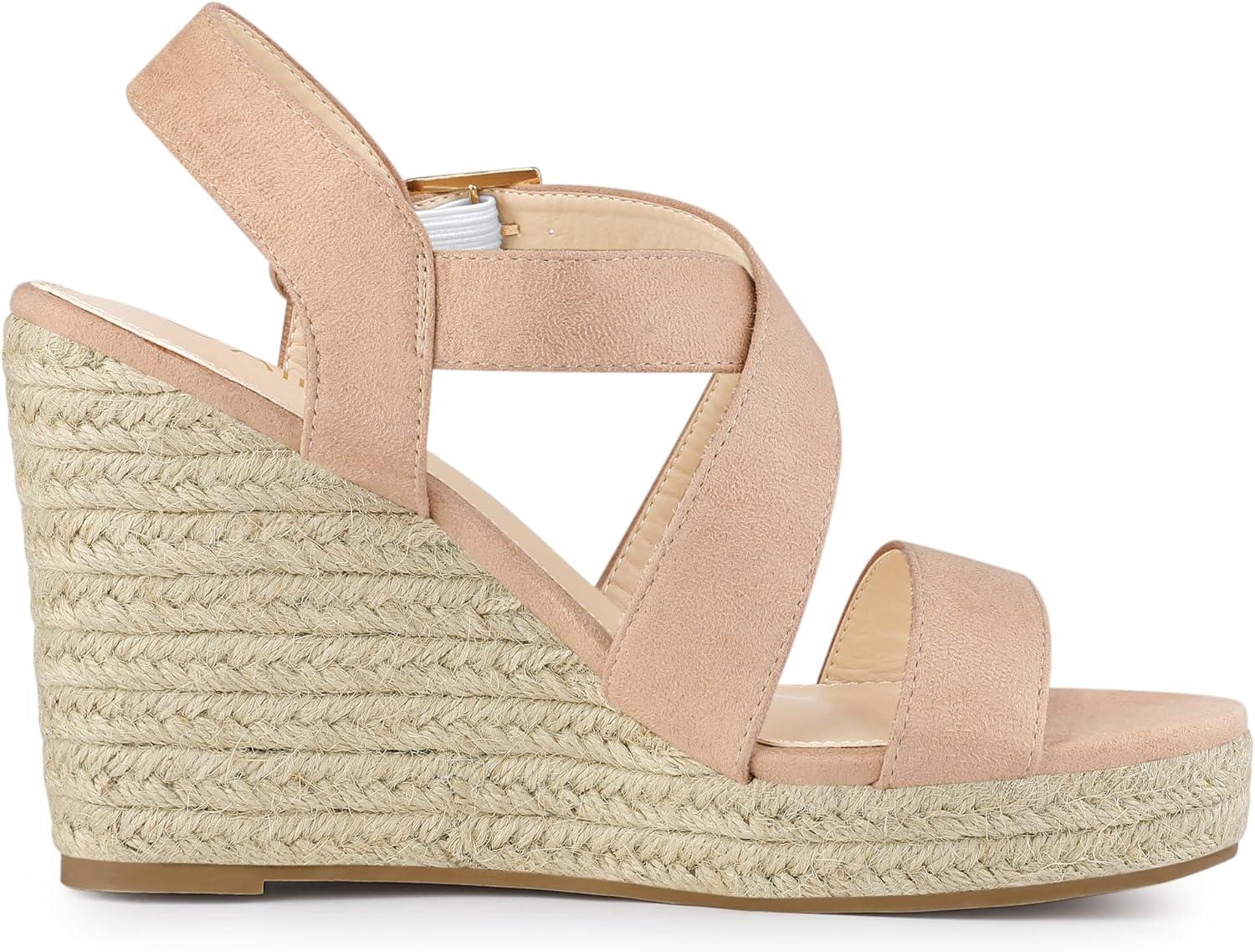 imageAllegra K Womens Espadrilles Platform Slingback Wedges SandalsNude