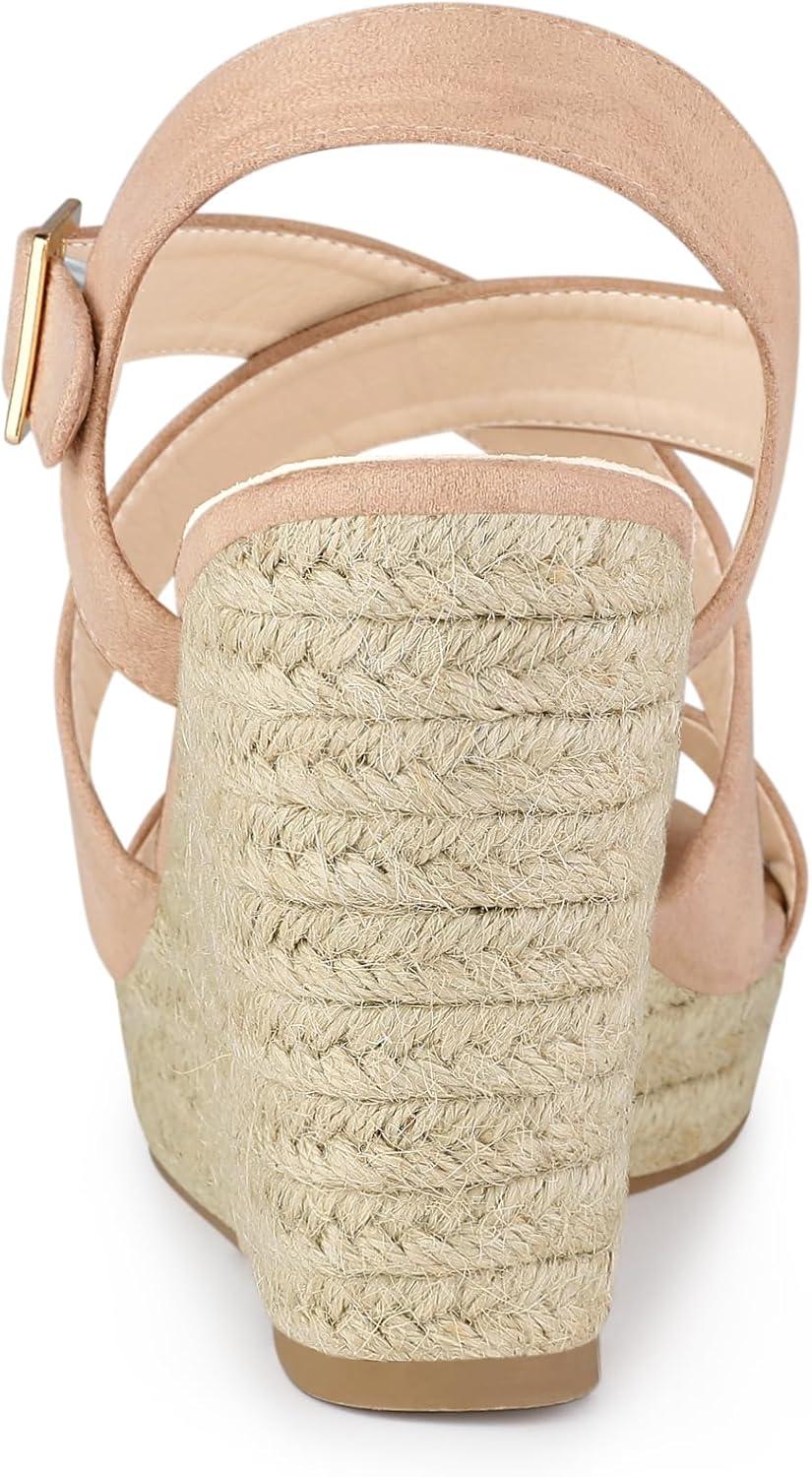 imageAllegra K Womens Espadrilles Platform Slingback Wedges SandalsNude