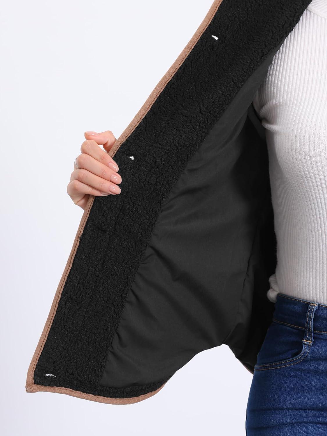 imageAllegra K Womens Fleece Vest Button Down Sleeveless Jacket with Pockets Oversized Fuzzy VestsBlack