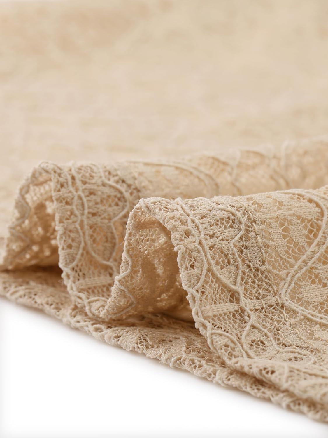 imageAllegra K Womens Floral Embroidery Sheer Long Sleeves Lace Blouse TopCamel