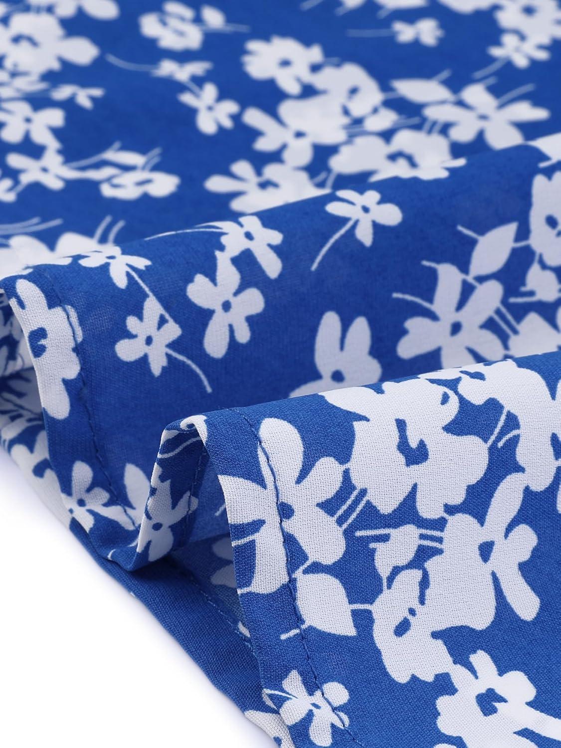imageAllegra K Womens Floral Skirt ALine Midi Skirt Chiffon Elegant 2025 Fall SkirtsBlue White