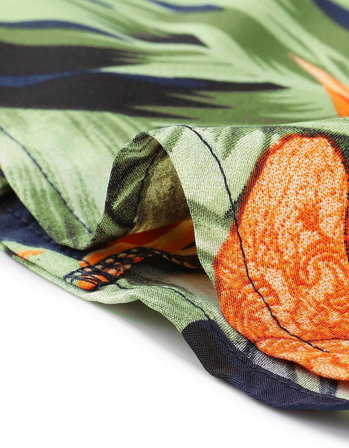 imageAllegra K Womens Hawaiian Shirts Floral Top Printed Short Sleeve Button Down Shirt Summer Tropical TopsNavy Blue