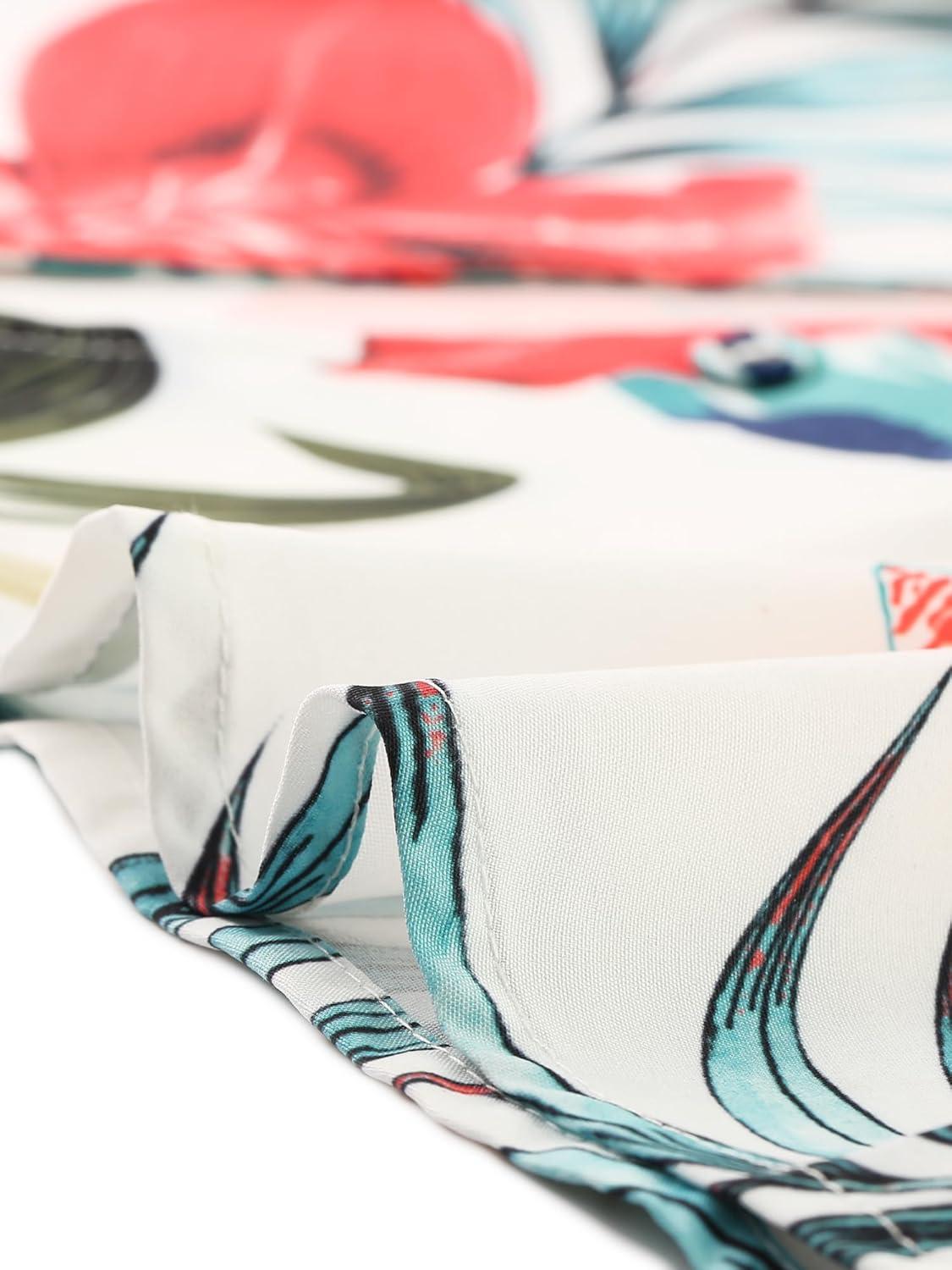 imageAllegra K Womens Hawaiian Shirts Floral Top Printed Short Sleeve Button Down Shirt Summer Tropical TopsWhite a