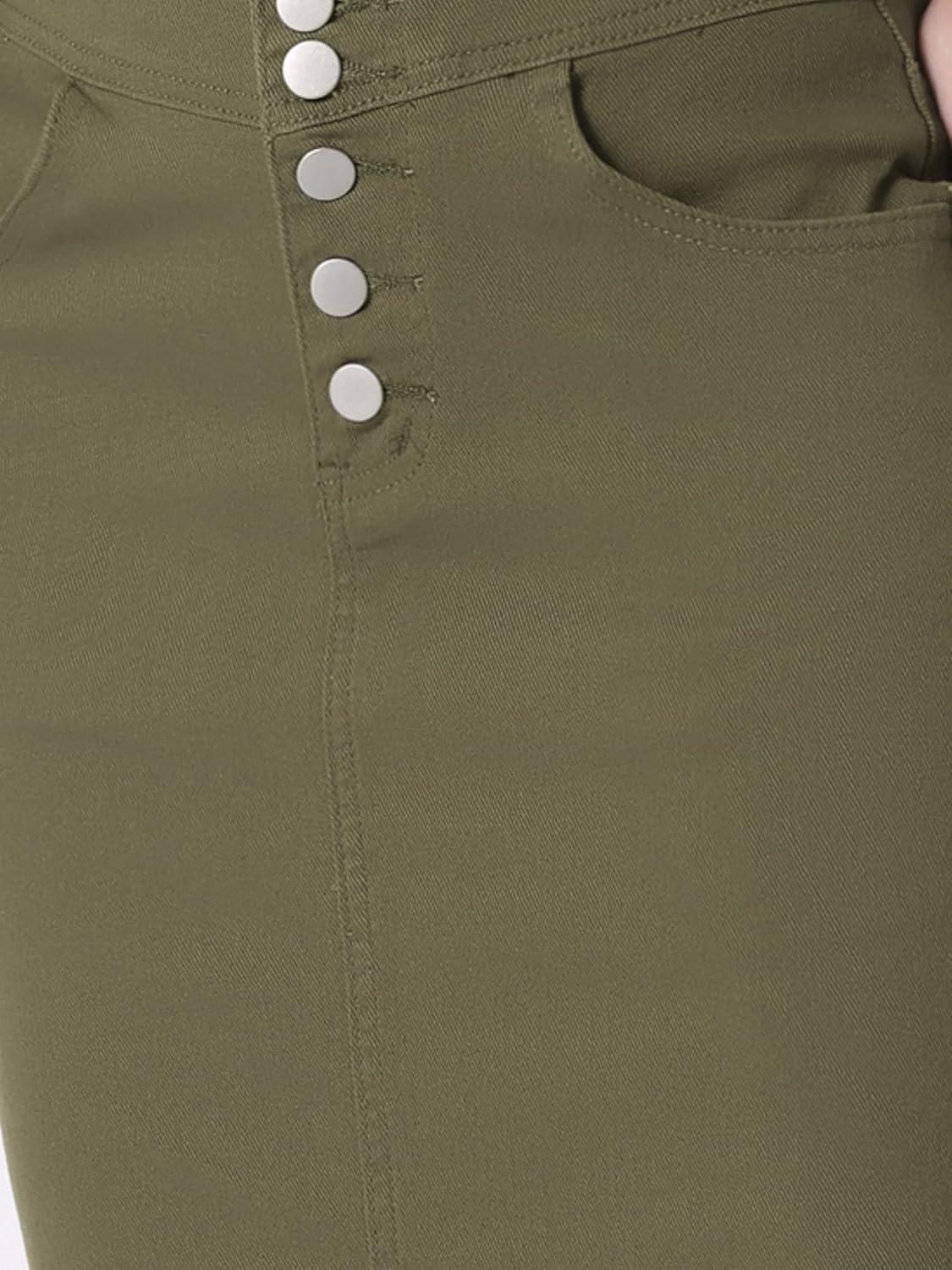 imageAllegra K Womens Jean Skirts Split Casual High Waist Bodycon Denim Pencil SkirtArmy Green
