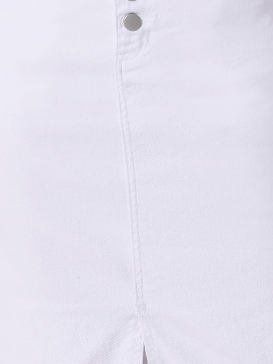 imageAllegra K Womens Jean Skirts Split Casual High Waist Bodycon Denim Pencil SkirtWhite