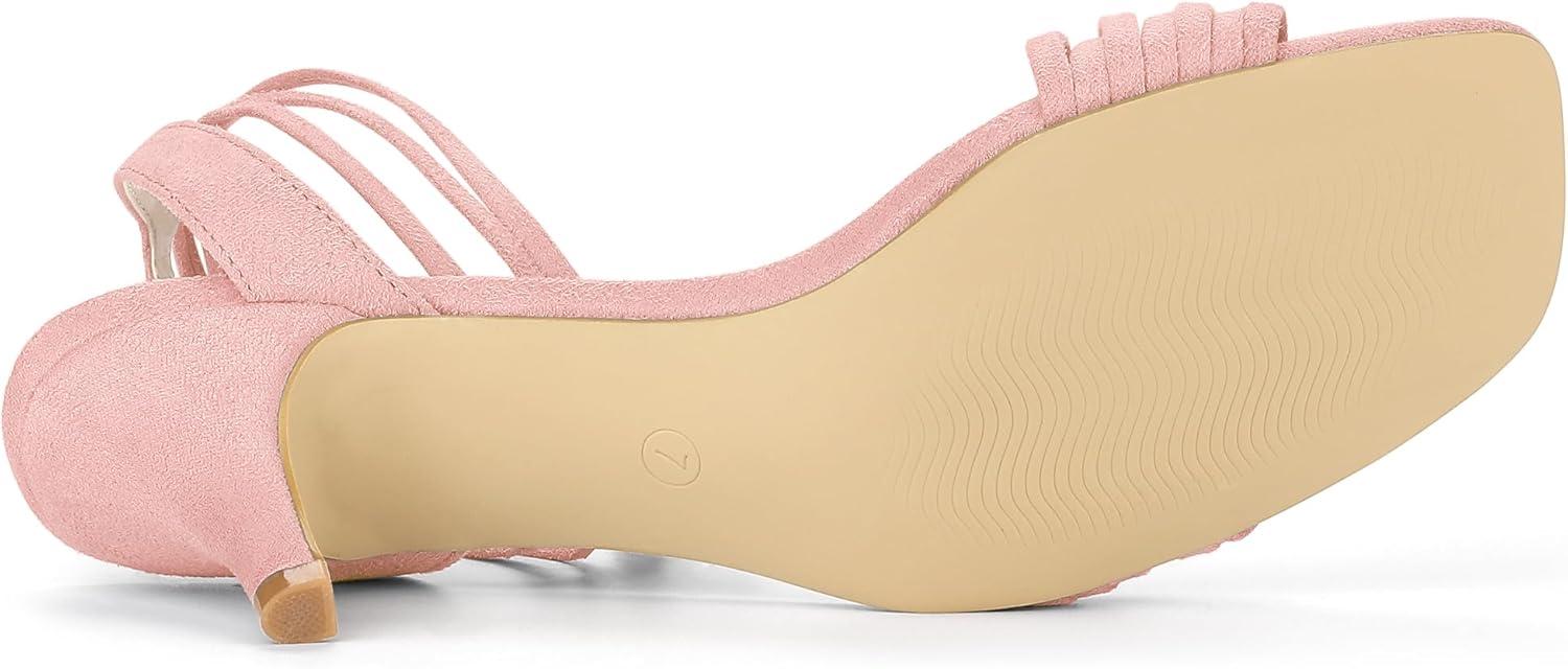 imageAllegra K Womens Kitten Heel Lace Up Suede Heel SandalsLight Pink