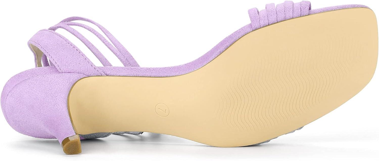 imageAllegra K Womens Kitten Heel Lace Up Suede Heel SandalsLight Purple