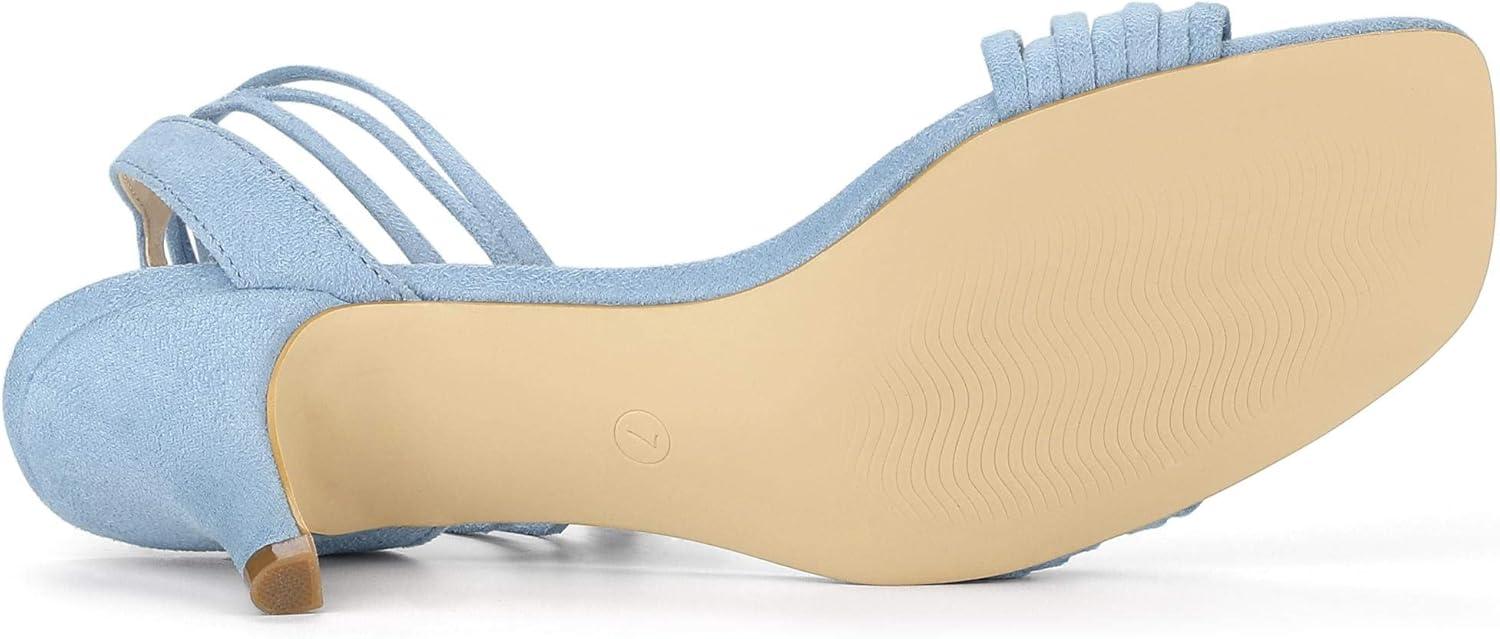 imageAllegra K Womens Kitten Heel Lace Up Suede Heel SandalsSky Blue