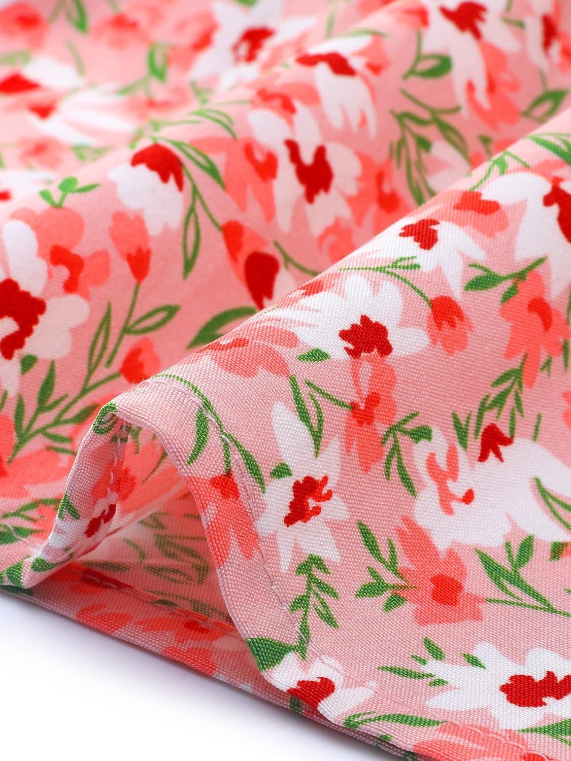imageAllegra K Womens Knee Length Skirt Floral Elastic Waist Flowy Tiered ALine Ruffle SkirtPeach Pink