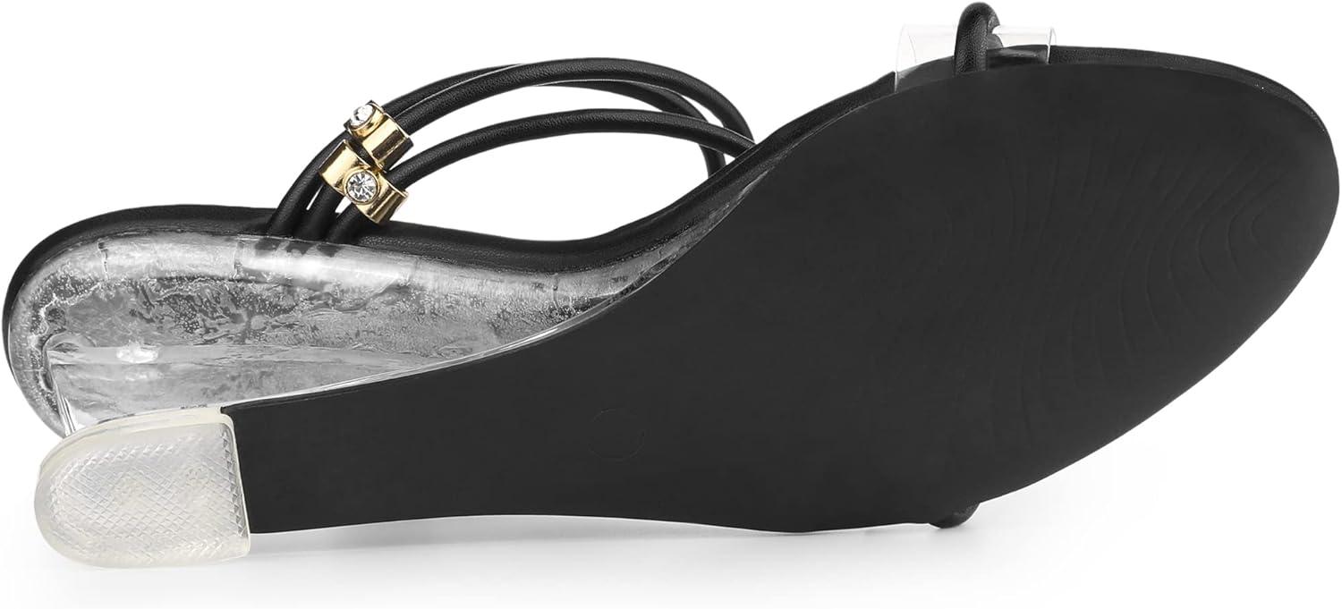 imageAllegra K Womens Low Wedges Clear Heel SandalsBlack