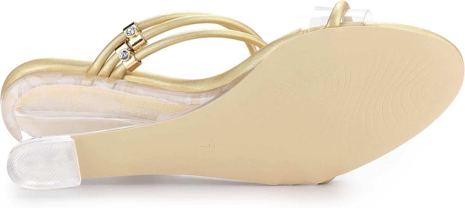 imageAllegra K Womens Low Wedges Clear Heel SandalsGold