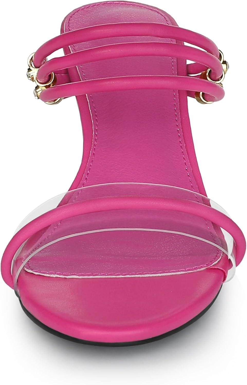 imageAllegra K Womens Low Wedges Clear Heel SandalsHot Pink