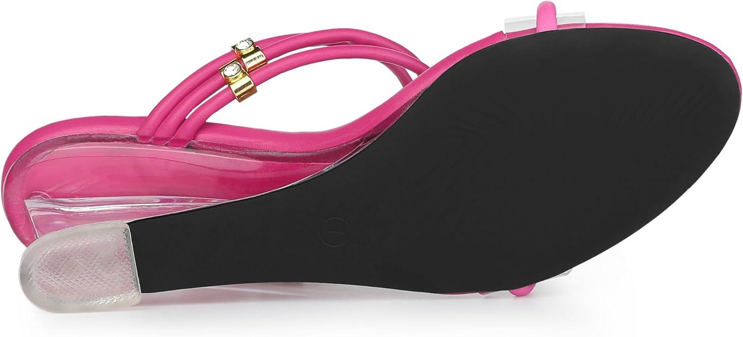 imageAllegra K Womens Low Wedges Clear Heel SandalsHot Pink