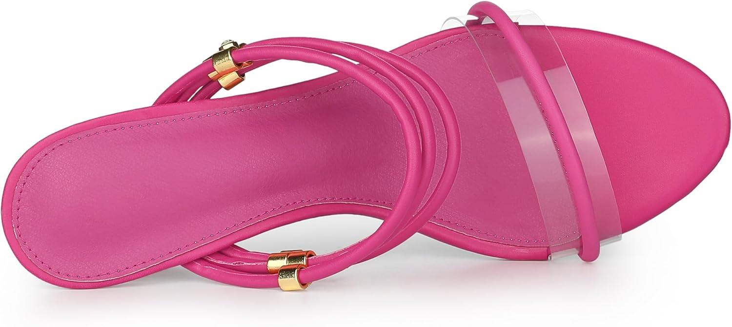 imageAllegra K Womens Low Wedges Clear Heel SandalsHot Pink