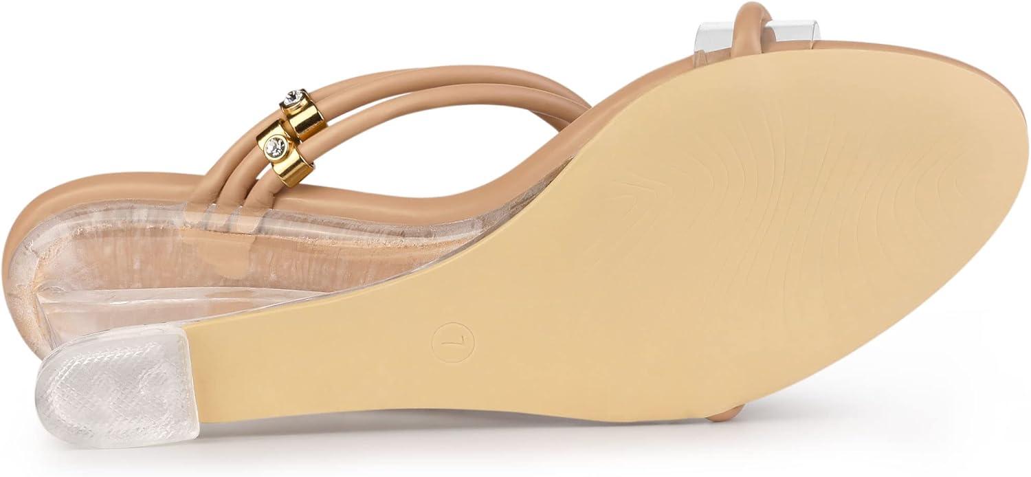 imageAllegra K Womens Low Wedges Clear Heel SandalsNude