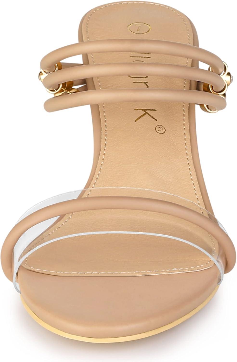 imageAllegra K Womens Low Wedges Clear Heel SandalsNude