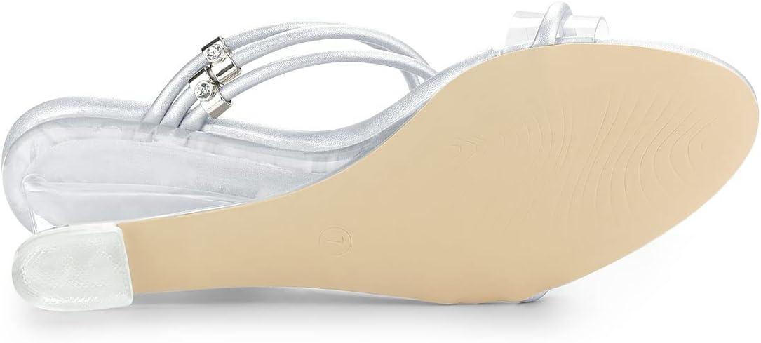 imageAllegra K Womens Low Wedges Clear Heel SandalsSilver