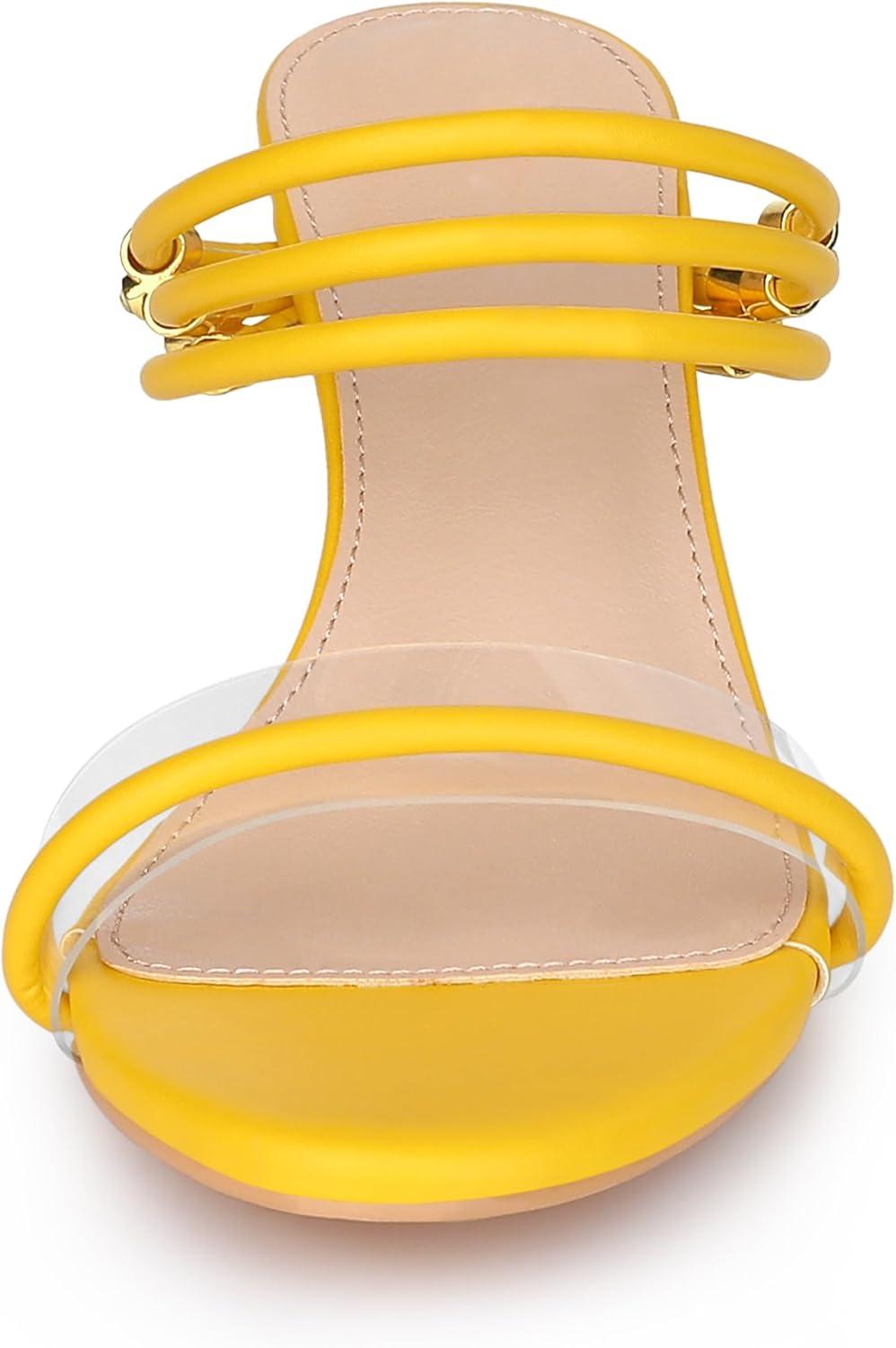 imageAllegra K Womens Low Wedges Clear Heel SandalsYellow