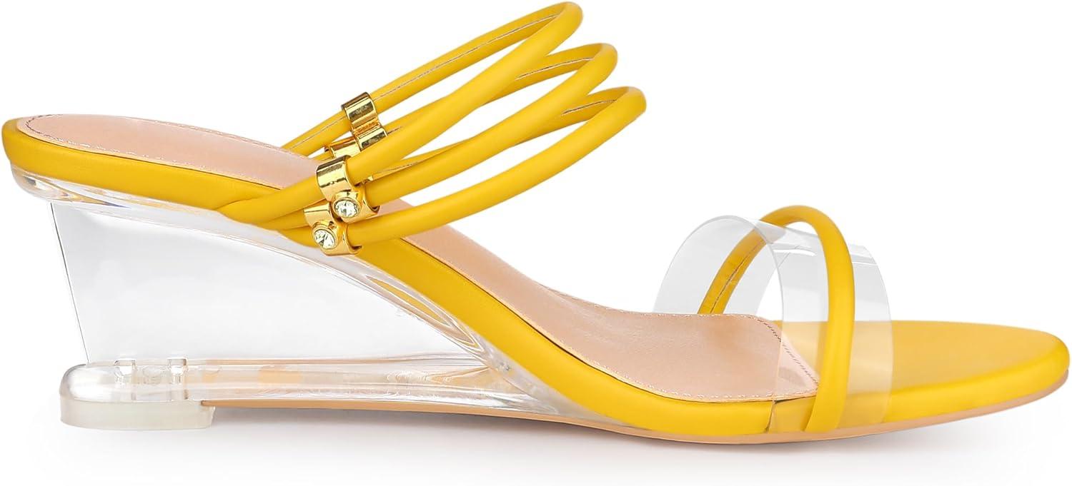 imageAllegra K Womens Low Wedges Clear Heel SandalsYellow