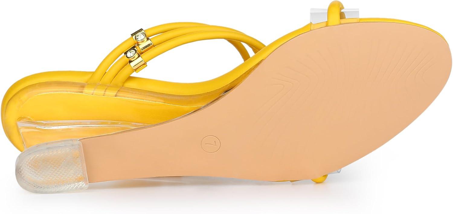 imageAllegra K Womens Low Wedges Clear Heel SandalsYellow